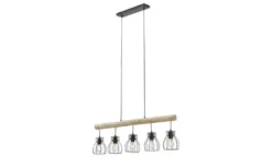 Globo Lighting Pendelleuchte, 5-flammig, Holz/ Metall Körbe Mina