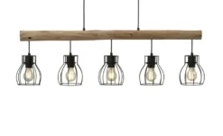 Globo Lighting Pendelleuchte, 5-flammig, Holz/ Metall Körbe Mina