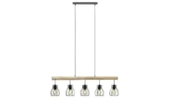 Globo Lighting Pendelleuchte, 5-flammig, Holz/ Metall Körbe Mina