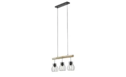 Globo Lighting Pendelleuchte, 3-flammig, Holz/ Metall Körbe Mina