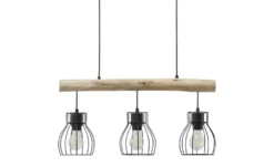 Globo Lighting Pendelleuchte, 3-flammig, Holz/ Metall Körbe Mina