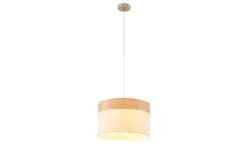 Globo Lighting Pendelleuchte, 1-flammig, beige/Holzoptik