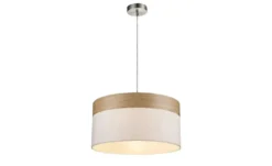 Globo Lighting Pendelleuchte, 1-flammig, beige/Holzoptik