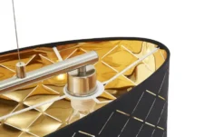 Globo Lighting Stoffpendelleuchte, 3-flammig, Schirm schwarz/goldfarben