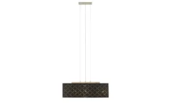 Globo Lighting Stoffpendelleuchte, 3-flammig, Schirm schwarz/goldfarben