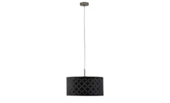 Globo Lighting Stoffpendelleuchte, 1-flammig, Schirm grau/silber