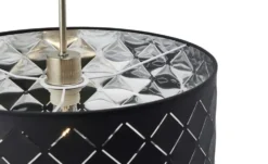 Globo Lighting Stoffpendelleuchte, 1-flammig, Schirm grau/silber