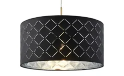 Globo Lighting Stoffpendelleuchte, 1-flammig, Schirm grau/silber