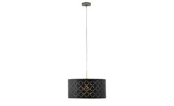 Globo Lighting Stoffpendelleuchte, 1-flammig, Schirm grau/silber