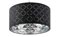 Globo Lighting Stoffpendelleuchte, 1-flammig, Schirm grau/silber