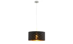 Globo Lighting Stoffpendelleuchte, 1-flammig, Schirm schwarz/goldfarben