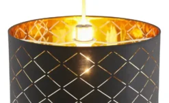 Globo Lighting Stoffpendelleuchte, 1-flammig, Schirm schwarz/goldfarben