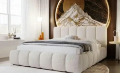 GrainGold Polsterbett mit Stauraum Cloud Bouclé-Stoff