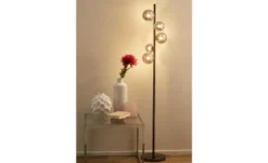 Höffner Selection Stehleuchte, 5-flammig, schwarzchrom,Rauchglas Hins Black