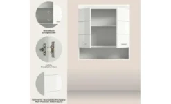 Hängeschrank SCHLOONSEE, Breite 74cm, 2 Türen, 1 offenes Fächer, MDF-Front, in verschiedenen Farben erhältlich, Badmöbel, Badschrank, Schrank, Bad Schloonsee
