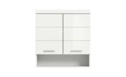Hängeschrank SCHLOONSEE, Breite 74cm, 2 Türen, 1 offenes Fächer, MDF-Front, in verschiedenen Farben erhältlich, Badmöbel, Badschrank, Schrank, Bad Schloonsee
