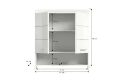 Hängeschrank SCHLOONSEE, Breite 74cm, 2 Türen, 1 offenes Fächer, MDF-Front, in verschiedenen Farben erhältlich, Badmöbel, Badschrank, Schrank, Bad Schloonsee