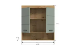 Hängeschrank SCHLOONSEE, Breite 74cm, 2 Türen, 1 offenes Fächer, MDF-Front, in verschiedenen Farben erhältlich, Badmöbel, Badschrank, Schrank, Bad Schloonsee