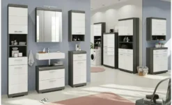 Hängeschrank SCHLOONSEE, Breite 37cm, 1 Tür, 1 offenes Fächer, 1 Einlegeboden, MDF-Front, in verschiedenen Farben erhältlich, Badmöbel, Badschrank, Schrank, Bad Schloonsee