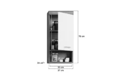 Hängeschrank SCHLOONSEE, Breite 37cm, 1 Tür, 1 offenes Fächer, 1 Einlegeboden, MDF-Front, in verschiedenen Farben erhältlich, Badmöbel, Badschrank, Schrank, Bad Schloonsee