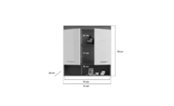 Hängeschrank SCHLOONSEE, Breite 74cm, 2 Türen, 1 offenes Fächer, MDF-Front, in verschiedenen Farben erhältlich, Badmöbel, Badschrank, Schrank, Bad Schloonsee