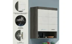 Hängeschrank SCHLOONSEE, Breite 74cm, 2 Türen, 1 offenes Fächer, MDF-Front, in verschiedenen Farben erhältlich, Badmöbel, Badschrank, Schrank, Bad Schloonsee