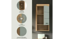 Hängeschrank SCHLOONSEE, Breite 37cm, 1 Tür, 1 offenes Fächer, 1 Einlegeboden, MDF-Front, in verschiedenen Farben erhältlich, Badmöbel, Badschrank, Schrank, Bad Schloonsee