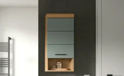 Hängeschrank SCHLOONSEE, Breite 37cm, 1 Tür, 1 offenes Fächer, 1 Einlegeboden, MDF-Front, in verschiedenen Farben erhältlich, Badmöbel, Badschrank, Schrank, Bad Schloonsee