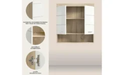 Hängeschrank SCHLOONSEE, Breite 74cm, 2 Türen, 1 offenes Fächer, MDF-Front, in verschiedenen Farben erhältlich, Badmöbel, Badschrank, Schrank, Bad Schloonsee