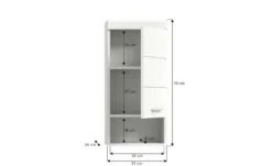 Hängeschrank SCHLOONSEE, Breite 37cm, 1 Tür, 1 offenes Fächer, 1 Einlegeboden, MDF-Front, in verschiedenen Farben erhältlich, Badmöbel, Badschrank, Schrank, Bad Schloonsee