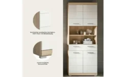 Hochschrank SCHLOONSEE, Breite 74cm, 4 Türen, 1 Schubkasten, 2 offene Fächer, MDF-Front, in verschiedenen Farben erhältlich, Badmöbel, Badschrank, Schrank, Bad Schloonsee