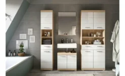 Hochschrank SCHLOONSEE, Breite 74cm, 4 Türen, 1 Schubkasten, 2 offene Fächer, MDF-Front, in verschiedenen Farben erhältlich, Badmöbel, Badschrank, Schrank, Bad Schloonsee
