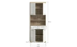 Hochschrank SCHLOONSEE, Breite 74cm, 4 Türen, 1 Schubkasten, 2 offene Fächer, MDF-Front, in verschiedenen Farben erhältlich, Badmöbel, Badschrank, Schrank, Bad Schloonsee