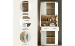 Hochschrank SCHLOONSEE, Breite 74cm, 4 Türen, 1 Schubkasten, 2 offene Fächer, MDF-Front, in verschiedenen Farben erhältlich, Badmöbel, Badschrank, Schrank, Bad Schloonsee