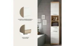Hochschrank SCHLOONSEE, Breite 37cm, 2 Tür, 1 Schubkasten, 2 offene Fächer, MDF-Front, in verschiedenen Farben erhältlich, Badmöbel, Badschrank, Schrank, Bad Schloonsee