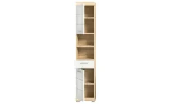 Hochschrank SCHLOONSEE, Breite 37cm, 2 Tür, 1 Schubkasten, 2 offene Fächer, MDF-Front, in verschiedenen Farben erhältlich, Badmöbel, Badschrank, Schrank, Bad Schloonsee