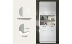 Hochschrank SCHLOONSEE, Breite 74cm, 4 Türen, 1 Schubkasten, 2 offene Fächer, MDF-Front, in verschiedenen Farben erhältlich, Badmöbel, Badschrank, Schrank, Bad Schloonsee