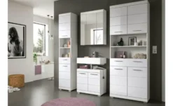 Hochschrank SCHLOONSEE, Breite 74cm, 4 Türen, 1 Schubkasten, 2 offene Fächer, MDF-Front, in verschiedenen Farben erhältlich, Badmöbel, Badschrank, Schrank, Bad Schloonsee