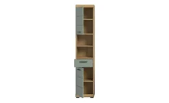 Hochschrank SCHLOONSEE, Breite 37cm, 2 Tür, 1 Schubkasten, 2 offene Fächer, MDF-Front, in verschiedenen Farben erhältlich, Badmöbel, Badschrank, Schrank, Bad Schloonsee