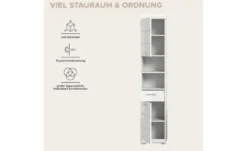 Hochschrank SCHLOONSEE, Breite 37cm, 2 Tür, 1 Schubkasten, 2 offene Fächer, MDF-Front, in verschiedenen Farben erhältlich, Badmöbel, Badschrank, Schrank, Bad Schloonsee