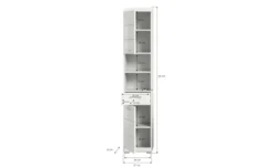Hochschrank SCHLOONSEE, Breite 37cm, 2 Tür, 1 Schubkasten, 2 offene Fächer, MDF-Front, in verschiedenen Farben erhältlich, Badmöbel, Badschrank, Schrank, Bad Schloonsee