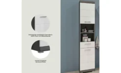 Hochschrank SCHLOONSEE, Breite 37cm, 2 Tür, 1 Schubkasten, 2 offene Fächer, MDF-Front, in verschiedenen Farben erhältlich, Badmöbel, Badschrank, Schrank, Bad Schloonsee