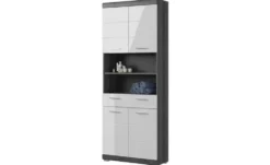 Hochschrank SCHLOONSEE, Breite 74cm, 4 Türen, 1 Schubkasten, 2 offene Fächer, MDF-Front, in verschiedenen Farben erhältlich, Badmöbel, Badschrank, Schrank, Bad Schloonsee