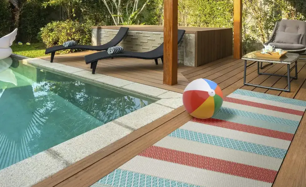 In- und Outdoor Webteppich Pool-Party