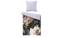indigo Mako-Satin Wende-Bettwäsche Flowery