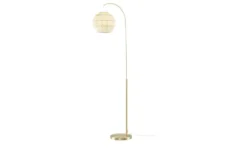 KHG Bogenleuchte, 1-flammig, messing/ Rattan-Schirm