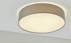 KHG LED-Deckenleuchte, 1-flammig, Stoffschirm grau