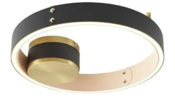 KHG LED-Deckenleuchte, Kunstleder schwarz/goldfarben