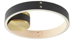 KHG LED-Deckenleuchte, Kunstleder schwarz/goldfarben