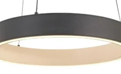 KHG LED-Pendelleuchte, Kunstleder schwarz/goldfarben